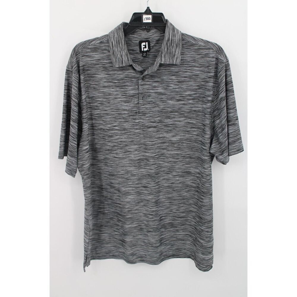 FJ Footjoy foot joy Black and white Heathered Polo collar shirt Men's size xl